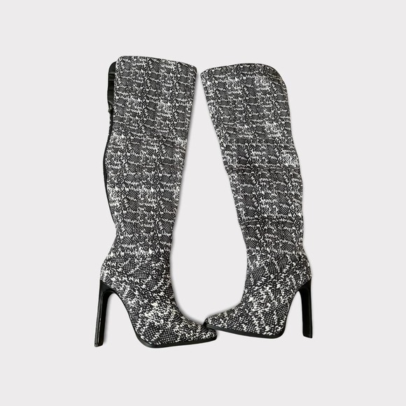 Shoe Dazzle Shoes - Shoedazzle Sharie Black Multi Over The Knee Heeled Boot Women Size 7.5 NIB